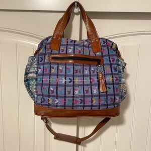 Nena & Co. OOAK The Perfect Bag crossbody tote blue with arrows handmade